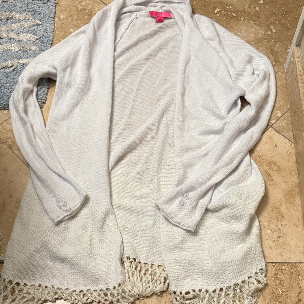 Lily Pulitzer white Fringe Cardigan